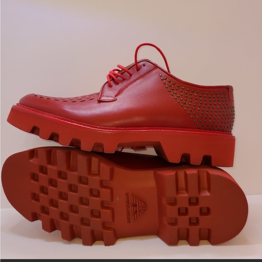 Emporio Armani NIB Red Derby/Shoes size 8.5